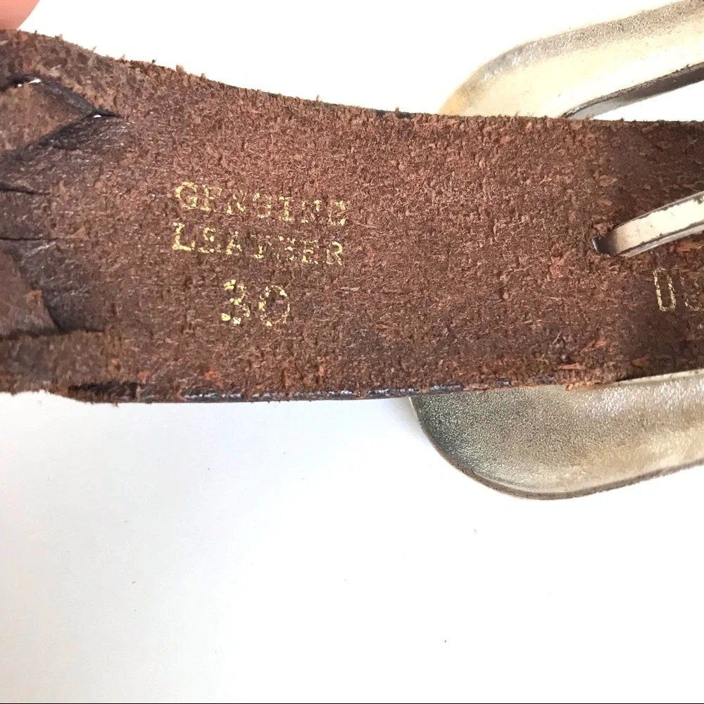 Vintage 90’s Brown Leather Braided Belt (M)